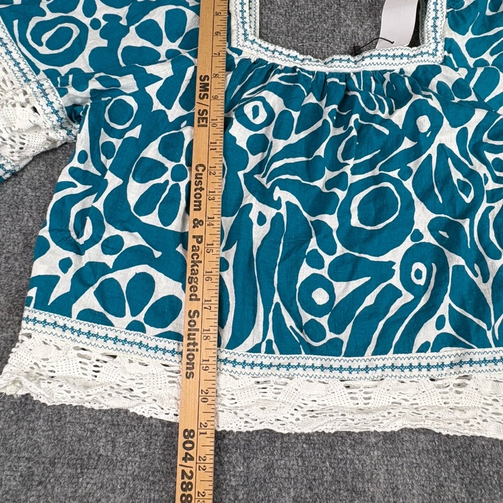 Rachel Zoe Boho Peasant Top XL Linen Blend Lace Trim Cottagecore Festival Fairy - Picture 7 of 11